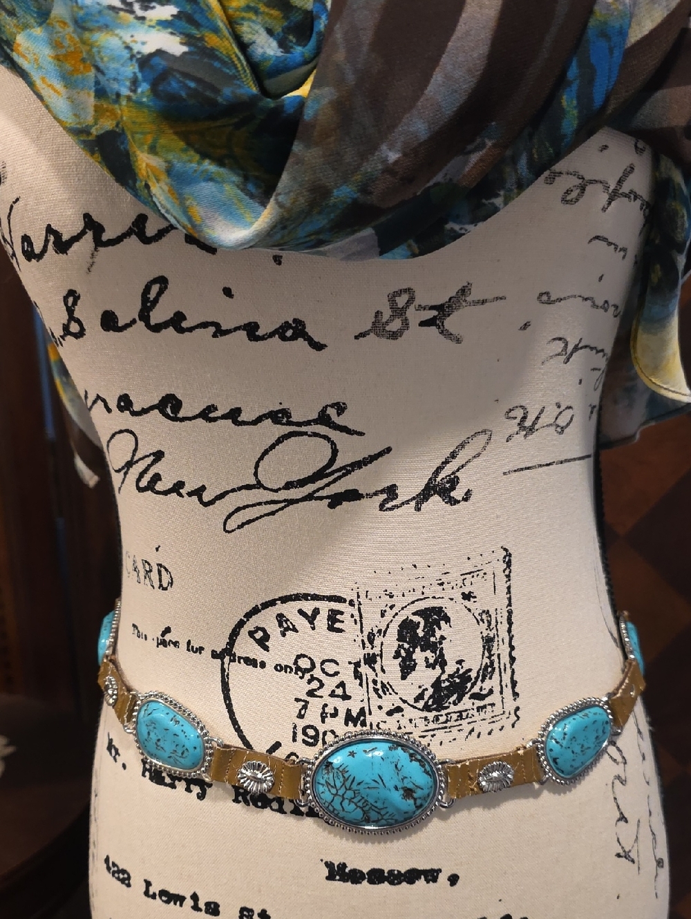 Turquoise Stone Link Belt- Blue Green Stones